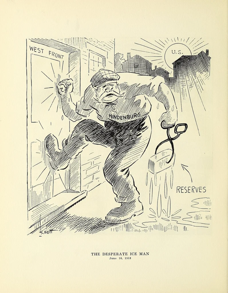 An illustration from War cartoons, 1918, leaf 70