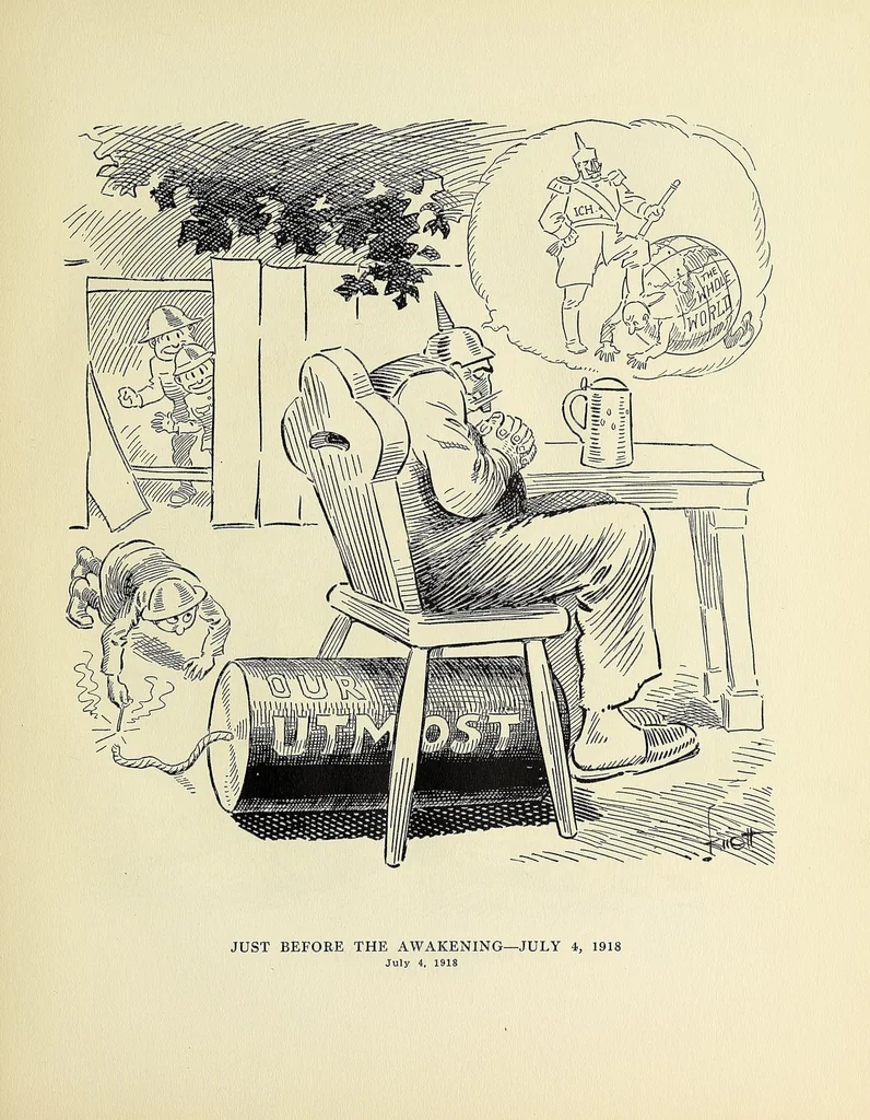 An illustration from War cartoons, 1918, leaf 75