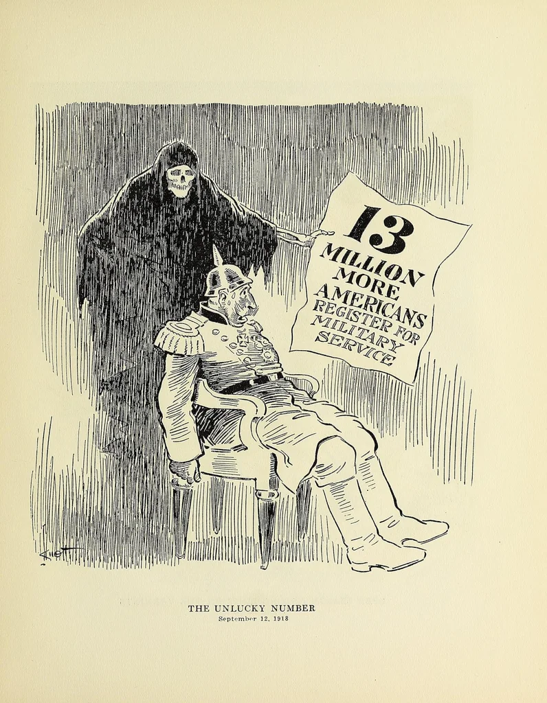 An illustration from War cartoons, 1918, leaf 83