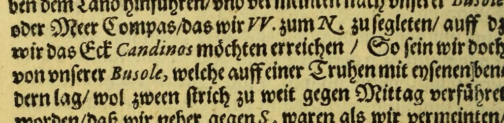 An illustration from Warhafftige Relation. Der dreyen newen vnerhörten, seltzamen Schiffart, so die holländischen vnd seeländischen Schiff gegen Mitternacht, drey Jar nach einander, als Anno 1594. 1595. vnd 1596. verricht. : Wie sie Nottvvegen, Lappiam, Biarmiam, vnd Russiam, oder Moscoviam (vorhabens ins Königreich Cathay vnd China zukommen) vmbsegelt haben. Als auch wie sie das Fretum Nassoviae, VVaygats, Novam Semblam, vnd das Land vnter dem 8o. Gradu Latitud. so man vermeint das Groenland sey, gefunden: vnd was für gefahr, wegen der erschröcklichen Bern, Meerwunder, vnd dem Eyss, sie aussgestanden., 1598, leaf 216