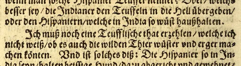 An illustration from Warhafftiger vnd gründtlicher Bericht der Hispanier grewlichen, vnd abschewlichen Tyranney, von jhnen in den West Indien, so die Neuwe Welt genennet wirt, begangen., 1599, leaf 126