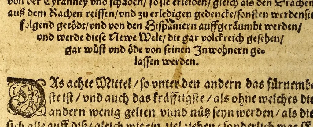 An illustration from Warhafftiger vnd gründtlicher Bericht der Hispanier grewlichen, vnd abschewlichen Tyranney, von jhnen in den West Indien, so die Neuwe Welt genennet wirt, begangen., 1599, leaf 144