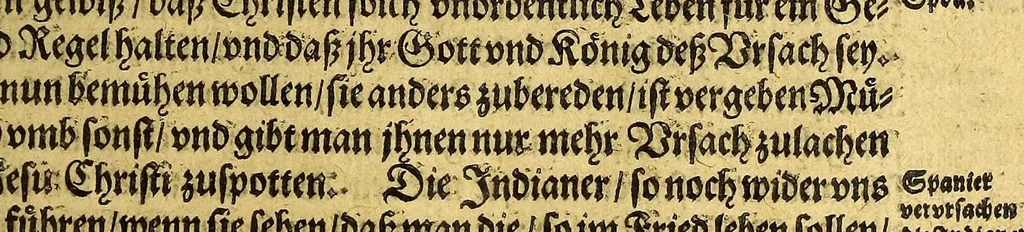 An illustration from Warhafftiger vnd gründlicher Bericht, der Hispanier grewlich: vnd abschewlichen Tyranney von jhnen in den West Indien, die Newe Welt genant,begangen., 1613, leaf 91
