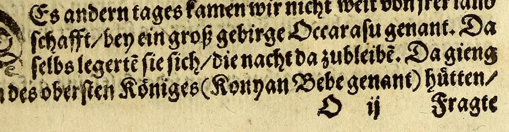 An illustration from Warhafftig Historia vnnd Beschreibung einer Landtschafft der wilden, nacketen, grimmigen Menschfresser Leuthen, in der Newen Welt America gelegen, vor vnd nach Christi Geburt im Land zu Hessen vnbekant, biss auff dise ij. nechst vergangene Jar, da sie Hans Staden von Homberg auss Hessen durch seine eygne Erfarung erkant, vnd jetzund durch den Truck an Tag gibt. : mit einer Vorrede D. Joh. Dryandri ... : Inhalt des Büchlins volget nach den Vorreden, 1557, leaf 113