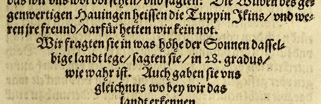 An illustration from Warhafftig Historia vnnd Beschreibung einer Landtschafft der wilden, nacketen, grimmigen Menschfresser Leuthen, in der Newen Welt America gelegen, vor vnd nach Christi Geburt im Land zu Hessen vnbekant, biss auff dise ij. nechst vergangene Jar, da sie Hans Staden von Homberg auss Hessen durch seine eygne Erfarung erkant, vnd jetzund durch den Truck an Tag gibt. : mit einer Vorrede D. Joh. Dryandri ... : Inhalt des Büchlins volget nach den Vorreden, 1557, leaf 37