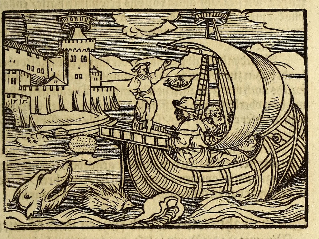 An illustration from Warhafftig Historia vnnd Beschreibung einer Landtschafft der wilden, nacketen, grimmigen Menschfresser Leuthen, in der Newen Welt America gelegen, vor vnd nach Christi Geburt im Land zu Hessen vnbekant, biss auff dise ij. nechst vergangene Jar, da sie Hans Staden von Homberg auss Hessen durch seine eygne Erfarung erkant, vnd jetzund durch den Truck an Tag gibt. : mit einer Vorrede D. Joh. Dryandri ... : Inhalt des Büchlins volget nach den Vorreden, 1557, leaf 45