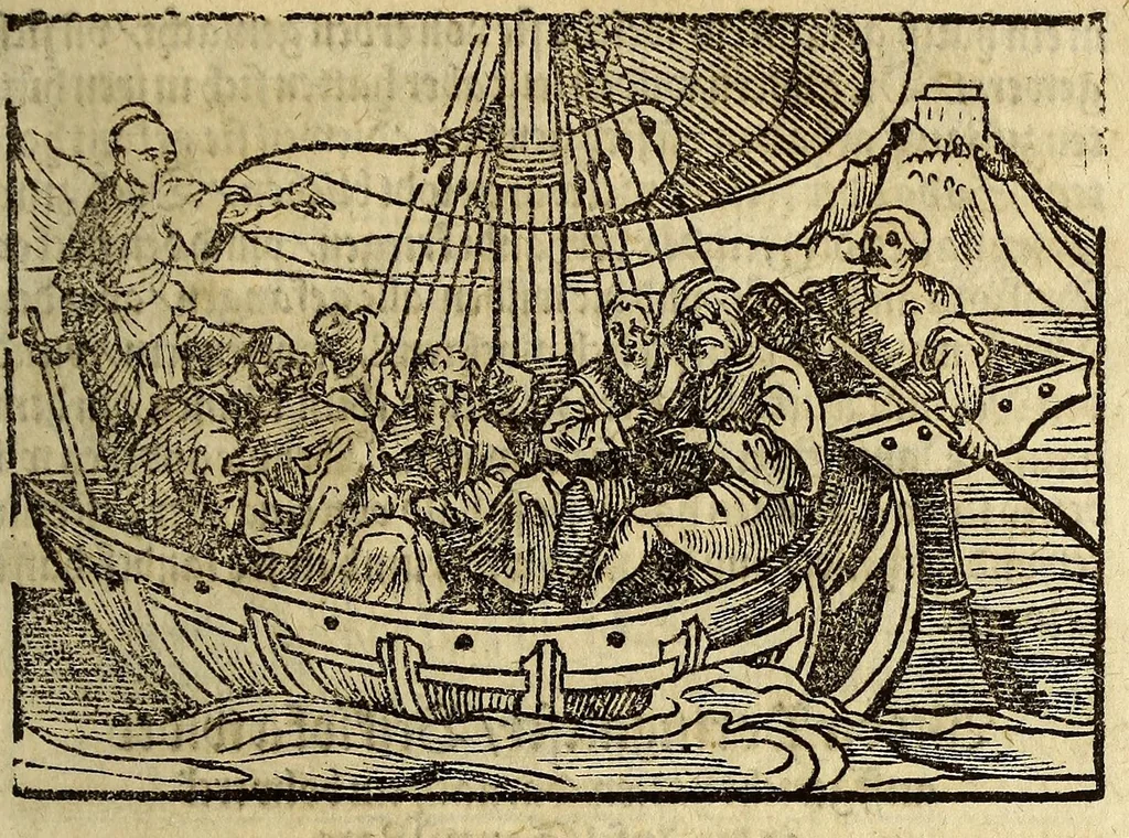 An illustration from Warhafftig Historia vnnd Beschreibung einer Landtschafft der wilden, nacketen, grimmigen Menschfresser Leuthen, in der Newen Welt America gelegen, vor vnd nach Christi Geburt im Land zu Hessen vnbekant, biss auff dise ij. nechst vergangene Jar, da sie Hans Staden von Homberg auss Hessen durch seine eygne Erfarung erkant, vnd jetzund durch den Truck an Tag gibt. : mit einer Vorrede D. Joh. Dryandri ... : Inhalt des Büchlins volget nach den Vorreden, 1557, leaf 53