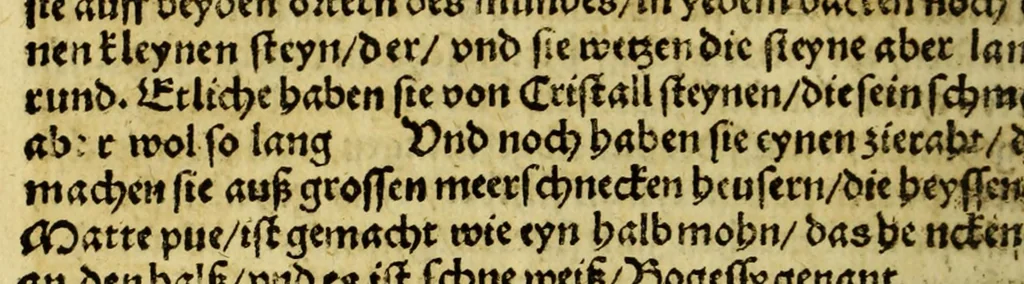 An illustration from Warhaftige Historia vnd Beschreibung eyner Landtschafft der wilden, nacketen, grimmigen Menschfresser Leuthen, in der Newenwelt America gelegen, vor vnd nach Christi Geburt im Land zu Hessen vnbekant, biss vff dise ij. nechst vergangene Jar, da sie Hans Staden von Homberg auss Hessen durch seine eygne Erfarung erkant, vnd yetzo durch den Truck an Tag gibt. : mit eyner Vorrede D. Joh. Dryandri ... Inhalt des Büchlins volget nach den Vorreden, 1557, leaf 152