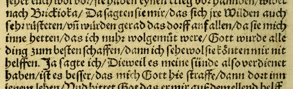 An illustration from Warhaftige Historia vnd Beschreibung eyner Landtschafft der wilden, nacketen, grimmigen Menschfresser Leuthen, in der Newenwelt America gelegen, vor vnd nach Christi Geburt im Land zu Hessen vnbekant, biss vff dise ij. nechst vergangene Jar, da sie Hans Staden von Homberg auss Hessen durch seine eygne Erfarung erkant, vnd yetzo durch den Truck an Tag gibt. : mit eyner Vorrede D. Joh. Dryandri ... Inhalt des Büchlins volget nach den Vorreden, 1557, leaf 98
