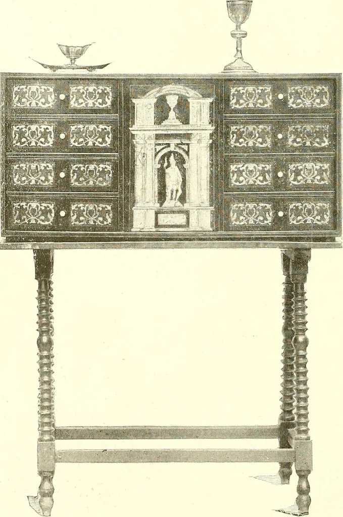 An illustration from Warings' exhibition of Italian art 1909 : furniture, bronzes, tapestries, embroideries, marbles, lace, academy pictures, 1909, leaf 55