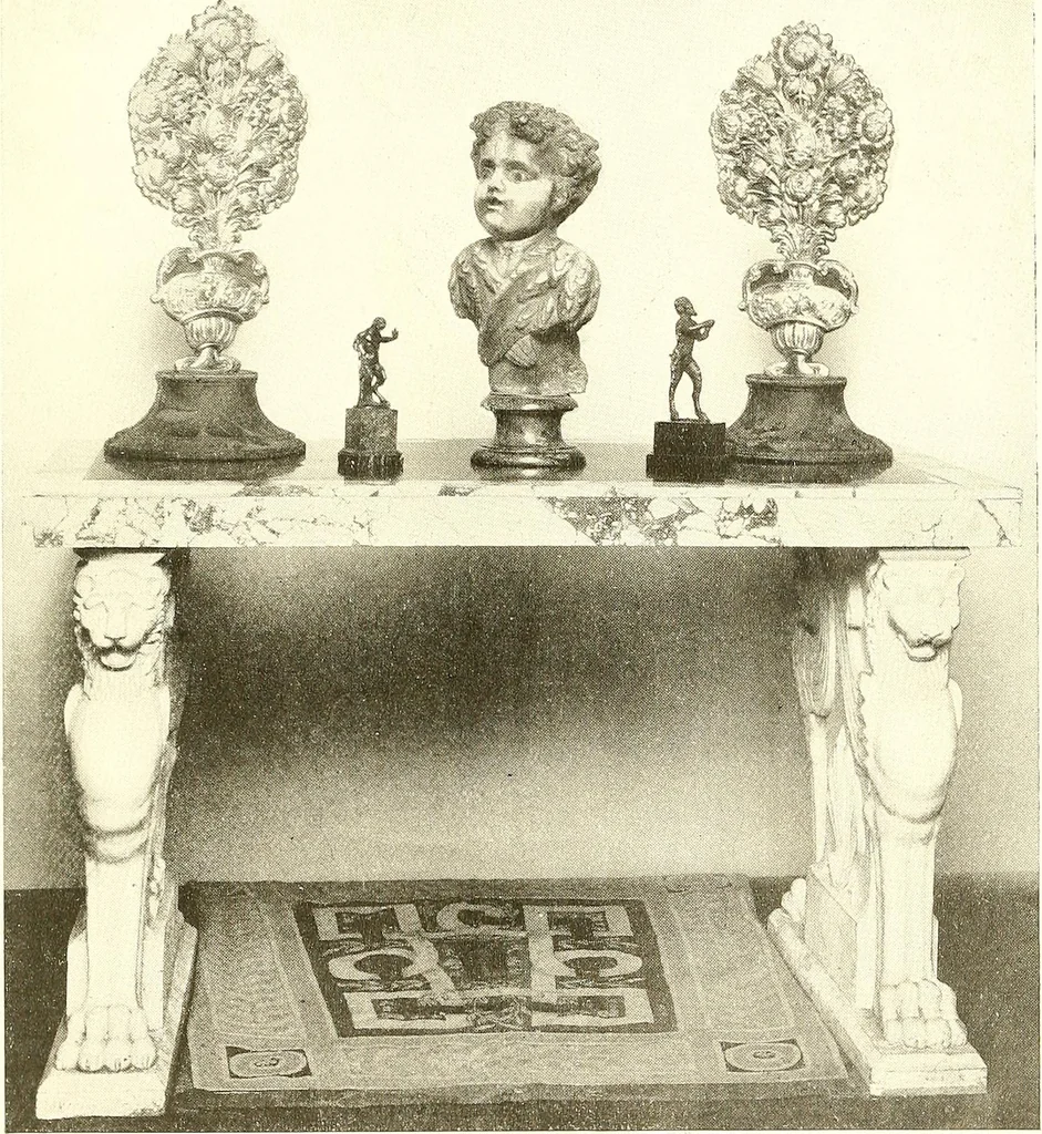 An illustration from Warings' exhibition of Italian art 1909 : furniture, bronzes, tapestries, embroideries, marbles, lace, academy pictures, 1909, leaf 74
