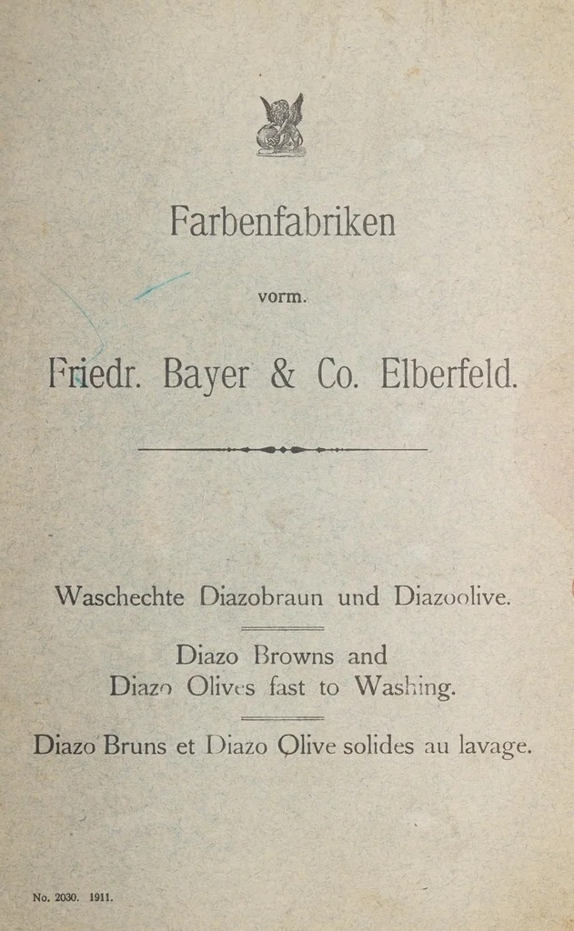 An illustration from Waschechte Diazobraun und Diazoolive = Diazo browns and diazo olives fast to washing = Diazo bruns et diazo olive solides au lavage., 1911, leaf 1