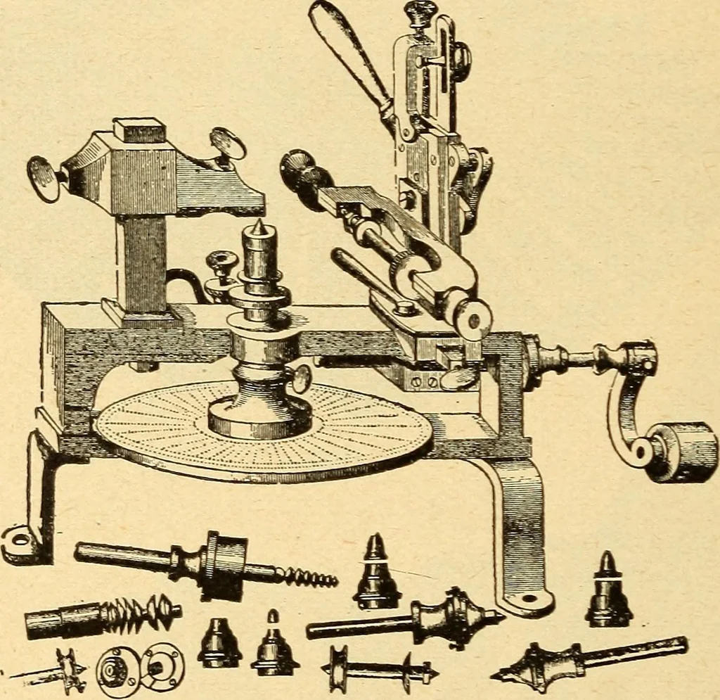 An illustration from The watchmakers' lathe, its use and abuse; a story of the lathe in its various forms, past and present, its construction and proper uses, 1903, leaf 217