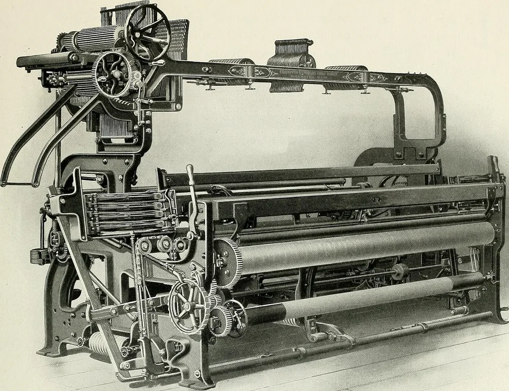 An illustration from Weaving machinery for cotton, silk, woolen, worsted and special fabrics, 1919, leaf 14