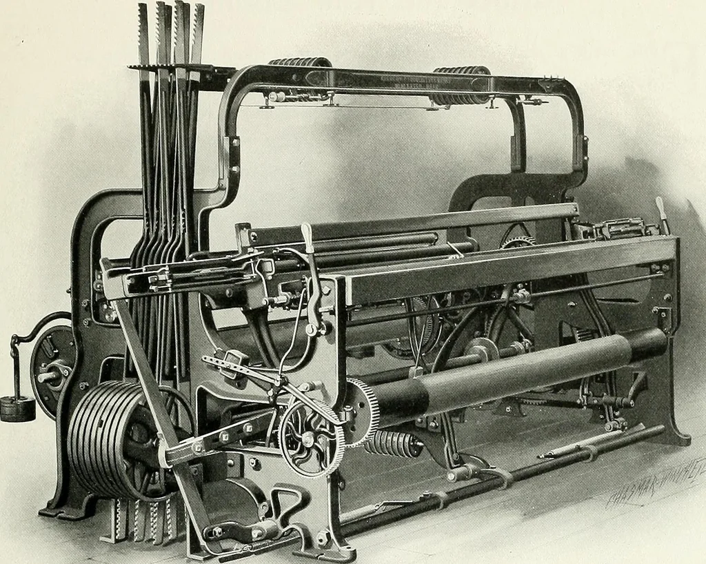 An illustration from Weaving machinery for cotton, silk, woolen, worsted and special fabrics, 1919, leaf 22
