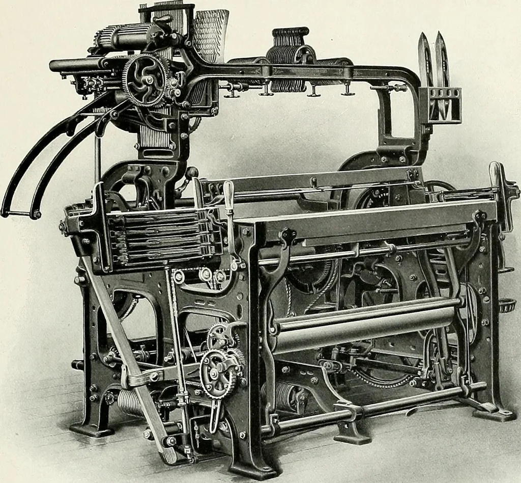 An illustration from Weaving machinery for cotton, silk, woolen, worsted and special fabrics, 1919, leaf 28