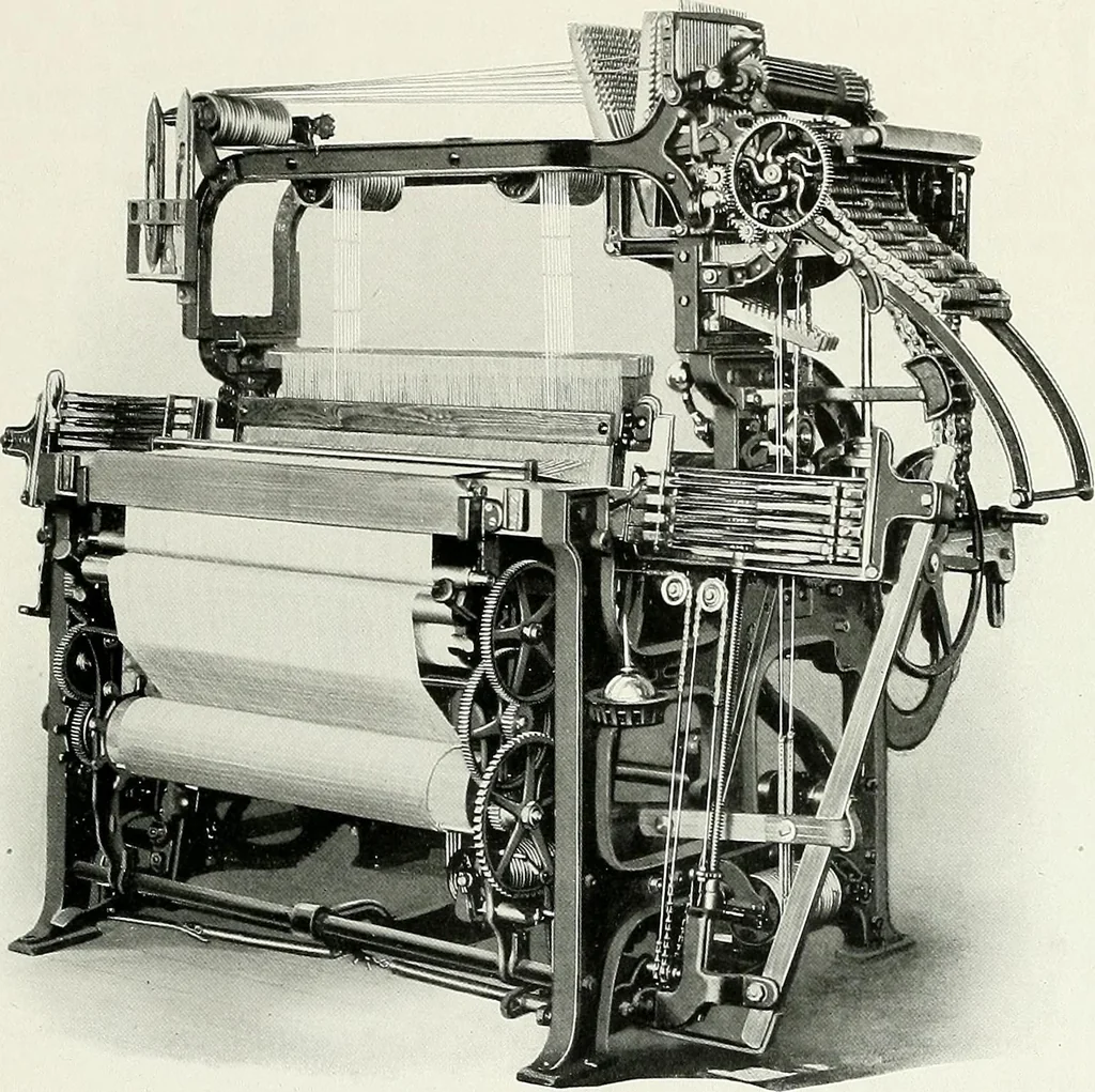 An illustration from Weaving machinery for cotton, silk, woolen, worsted and special fabrics, 1919, leaf 32