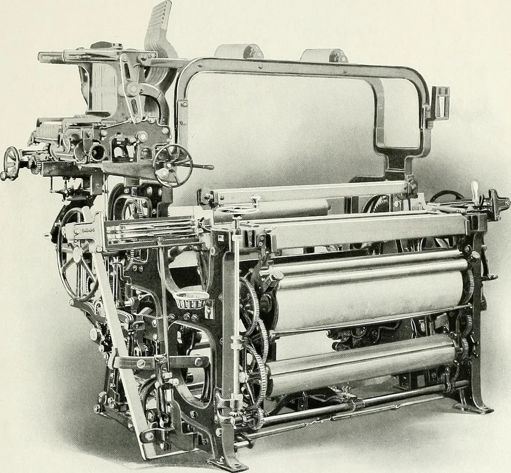 An illustration from Weaving machinery for cotton, silk, woolen, worsted and special fabrics, 1919, leaf 34