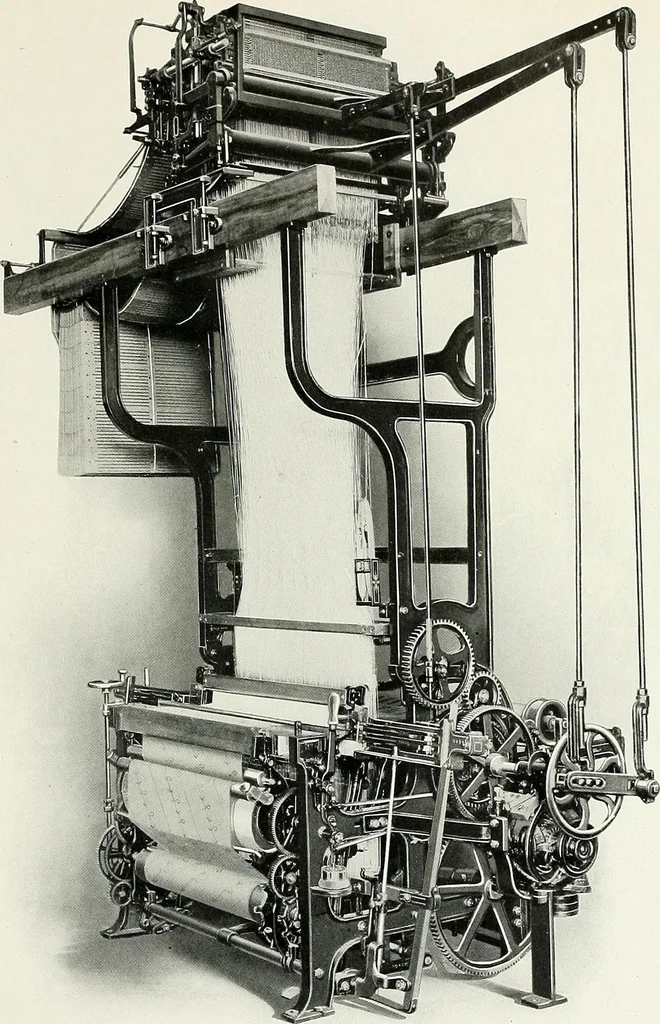 An illustration from Weaving machinery for cotton, silk, woolen, worsted and special fabrics, 1919, leaf 36
