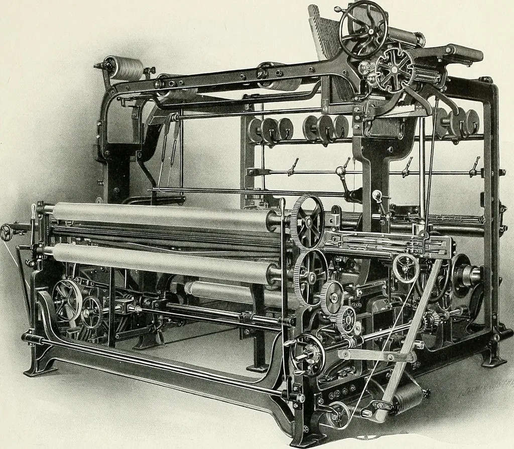 An illustration from Weaving machinery for cotton, silk, woolen, worsted and special fabrics, 1919, leaf 42