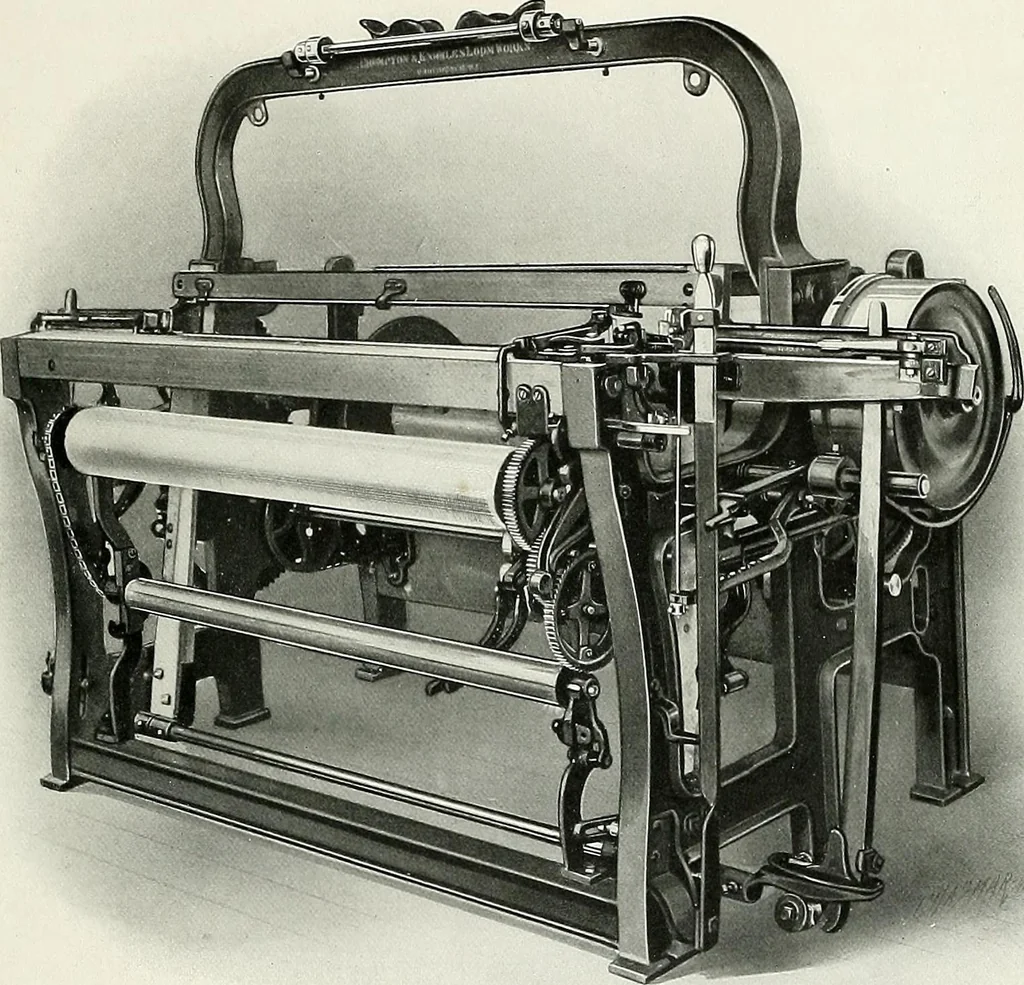 An illustration from Weaving machinery for cotton, silk, woolen, worsted and special fabrics, 1919, leaf 44