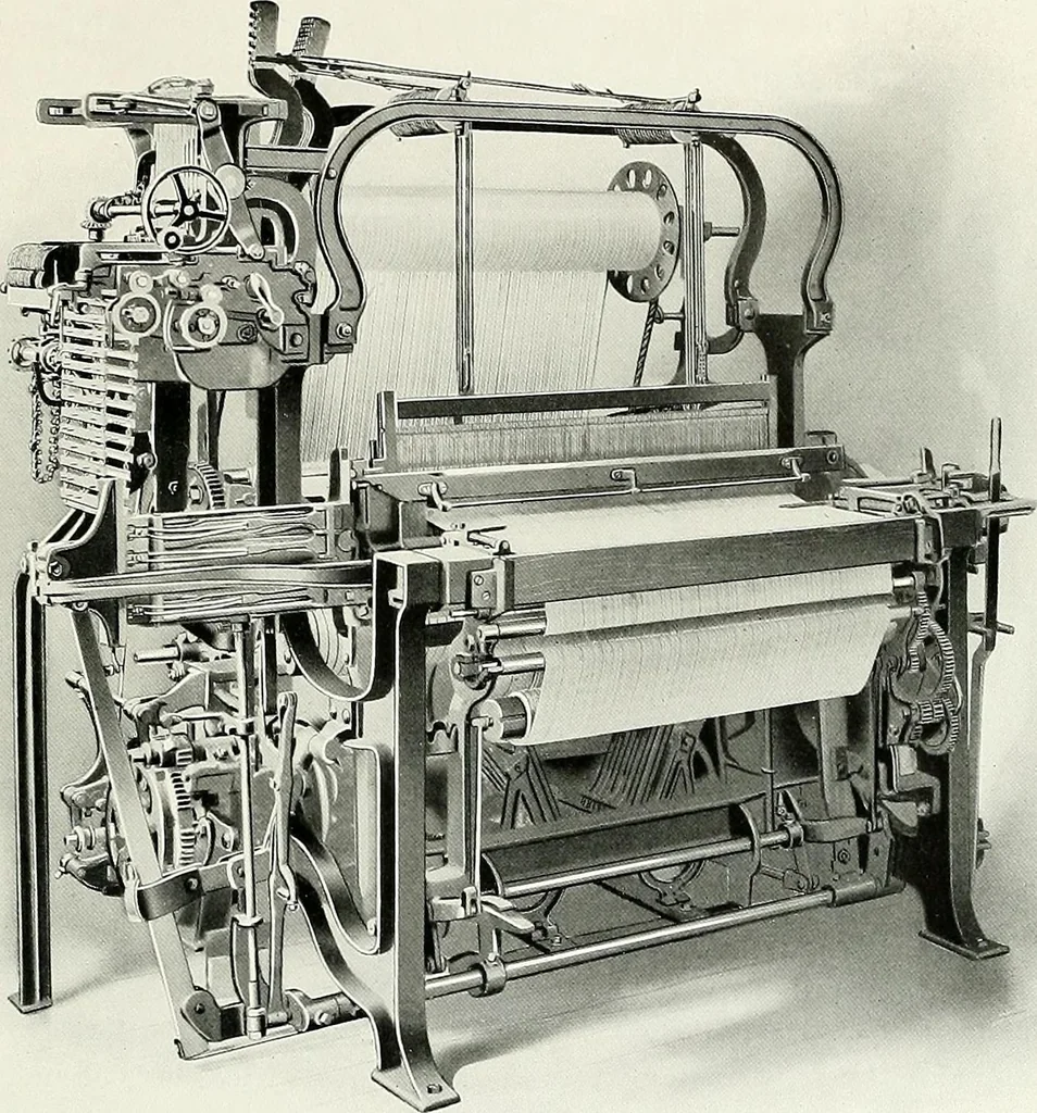 An illustration from Weaving machinery for cotton, silk, woolen, worsted and special fabrics, 1919, leaf 48