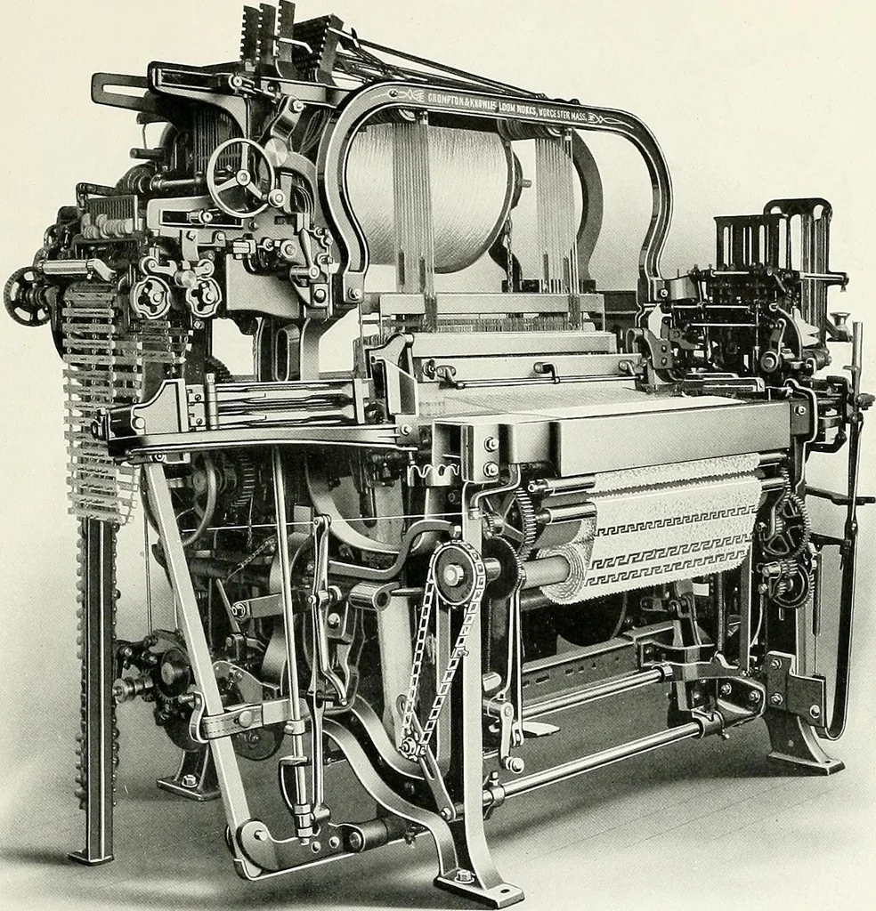 An illustration from Weaving machinery for cotton, silk, woolen, worsted and special fabrics, 1919, leaf 50