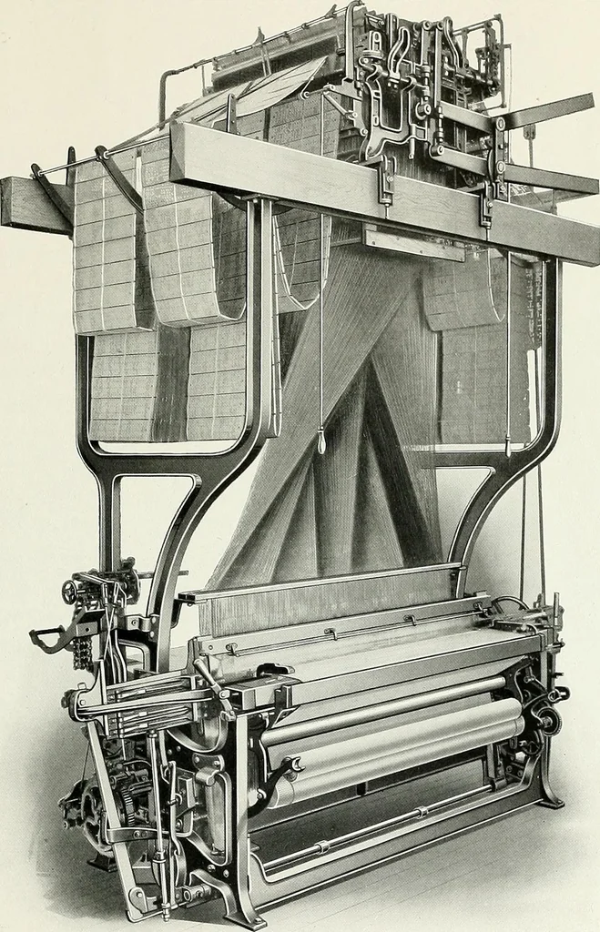 An illustration from Weaving machinery for cotton, silk, woolen, worsted and special fabrics, 1919, leaf 52