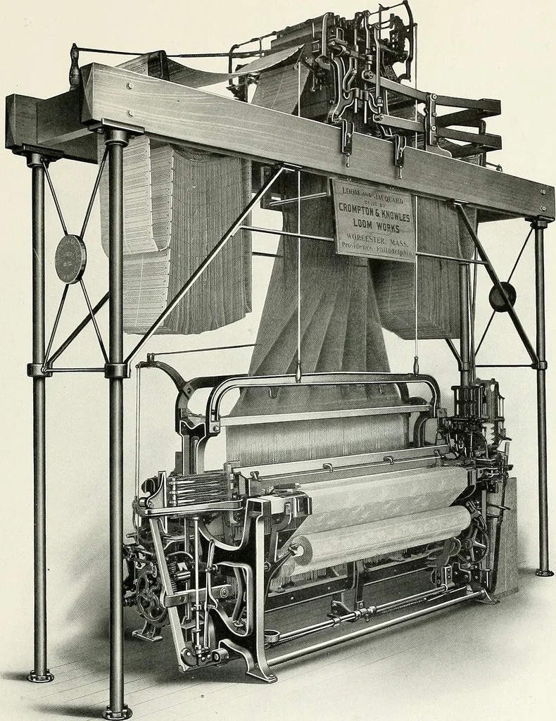 An illustration from Weaving machinery for cotton, silk, woolen, worsted and special fabrics, 1919, leaf 56