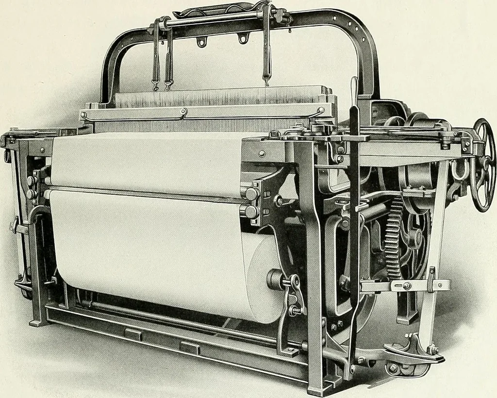 An illustration from Weaving machinery for cotton, silk, woolen, worsted and special fabrics, 1919, leaf 60