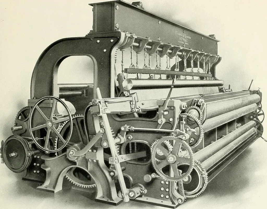 An illustration from Weaving machinery for cotton, silk, woolen, worsted and special fabrics, 1919, leaf 72