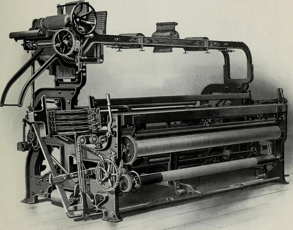 An illustration from Weaving machinery for cotton, silk, woolen, worsted and special fabrics, 1918, leaf 10