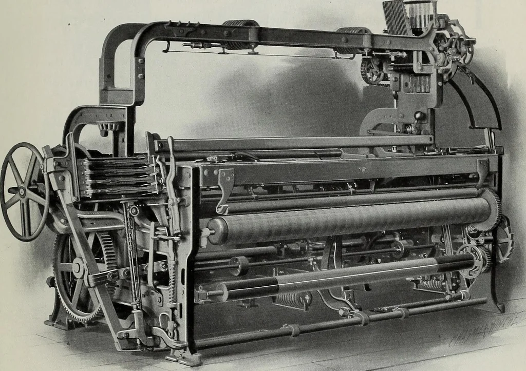 An illustration from Weaving machinery for cotton, silk, woolen, worsted and special fabrics, 1918, leaf 12