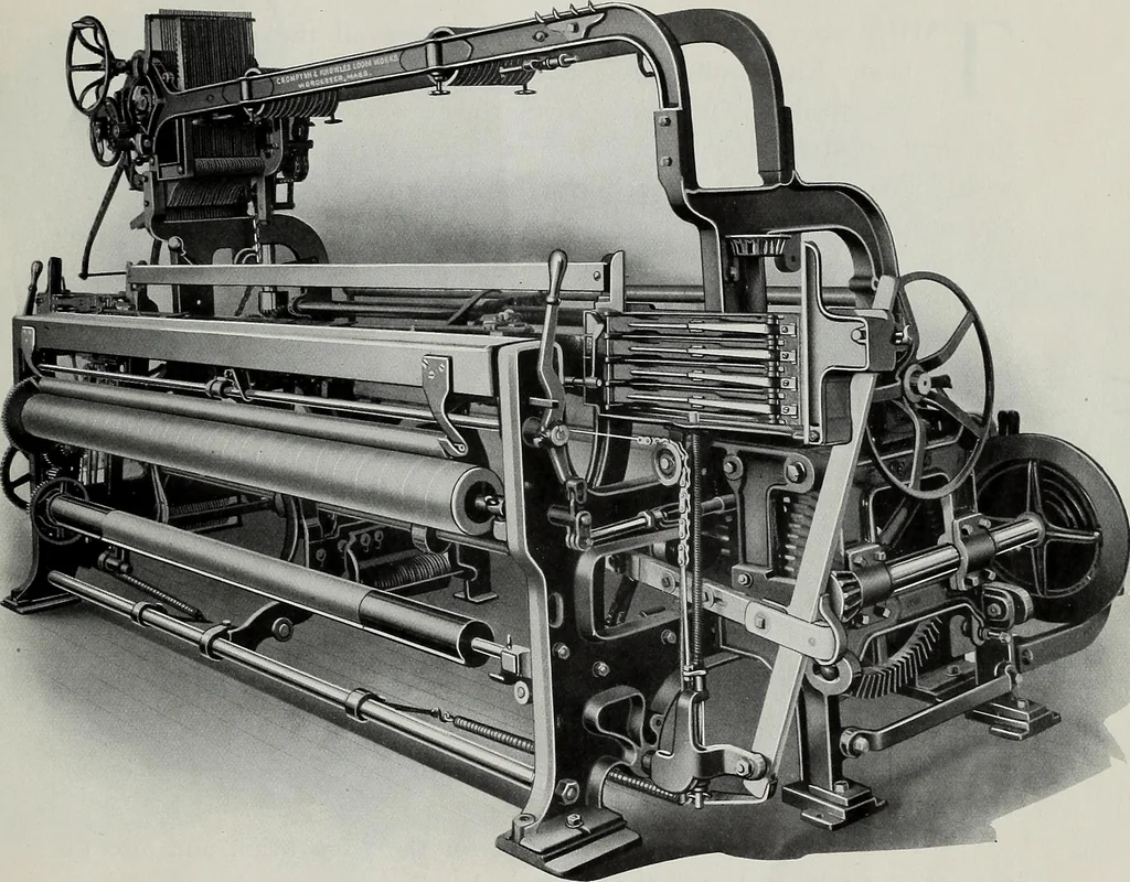 An illustration from Weaving machinery for cotton, silk, woolen, worsted and special fabrics, 1918, leaf 14