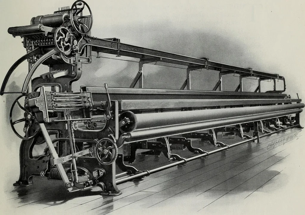 An illustration from Weaving machinery for cotton, silk, woolen, worsted and special fabrics, 1918, leaf 16