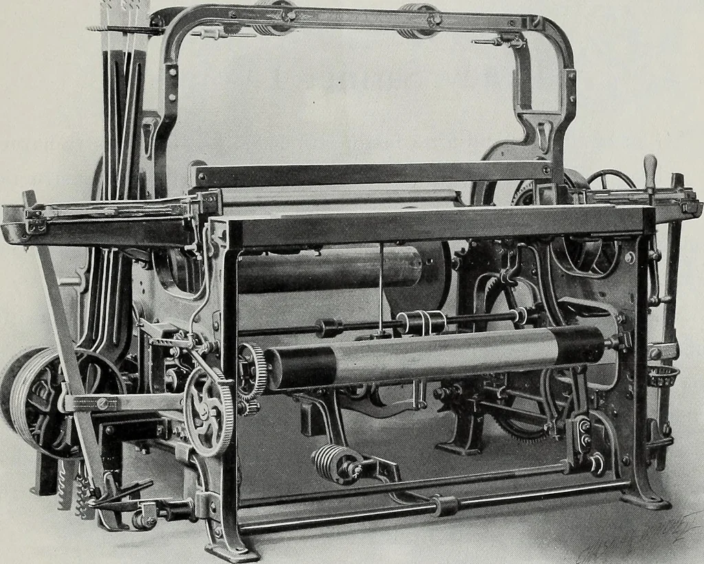 An illustration from Weaving machinery for cotton, silk, woolen, worsted and special fabrics, 1918, leaf 20