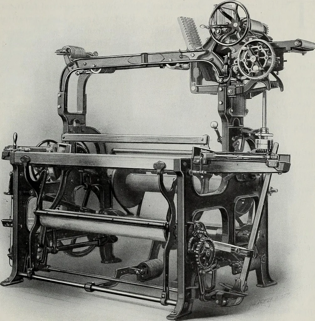 An illustration from Weaving machinery for cotton, silk, woolen, worsted and special fabrics, 1918, leaf 22