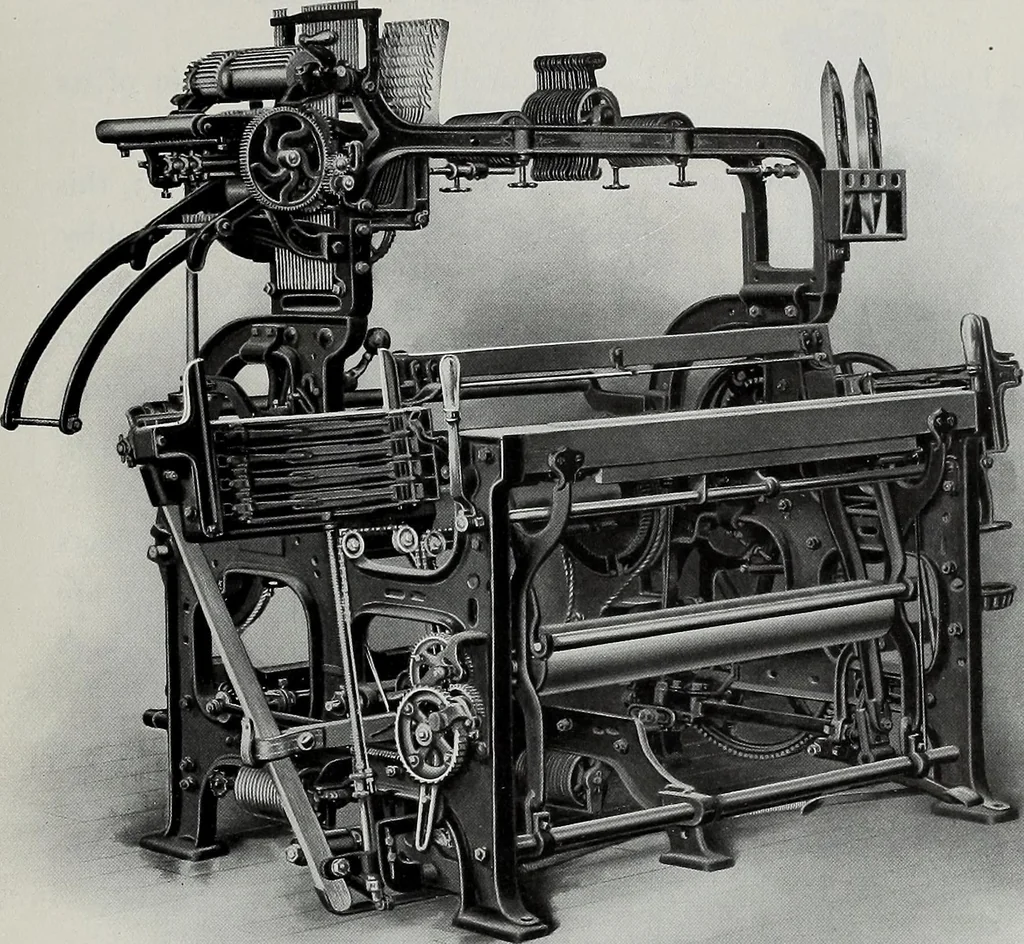 An illustration from Weaving machinery for cotton, silk, woolen, worsted and special fabrics, 1918, leaf 24