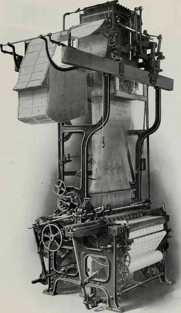 An illustration from Weaving machinery for cotton, silk, woolen, worsted and special fabrics, 1918, leaf 34