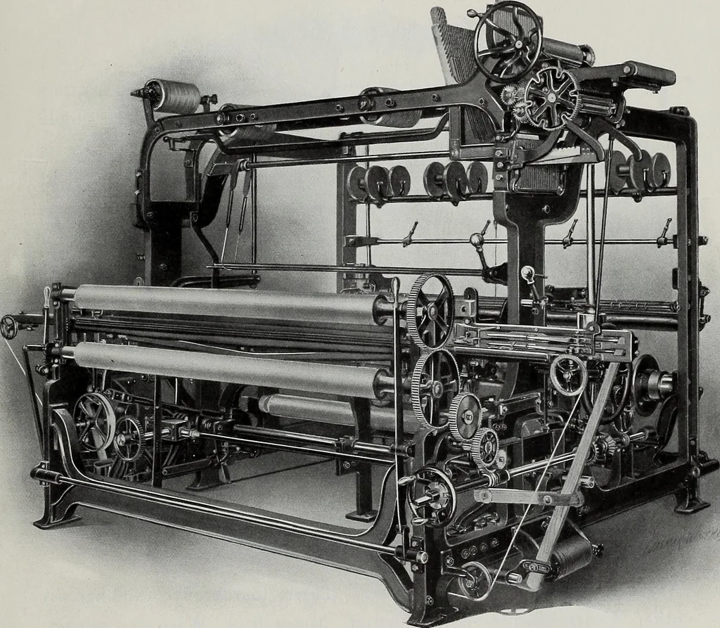 An illustration from Weaving machinery for cotton, silk, woolen, worsted and special fabrics, 1918, leaf 38