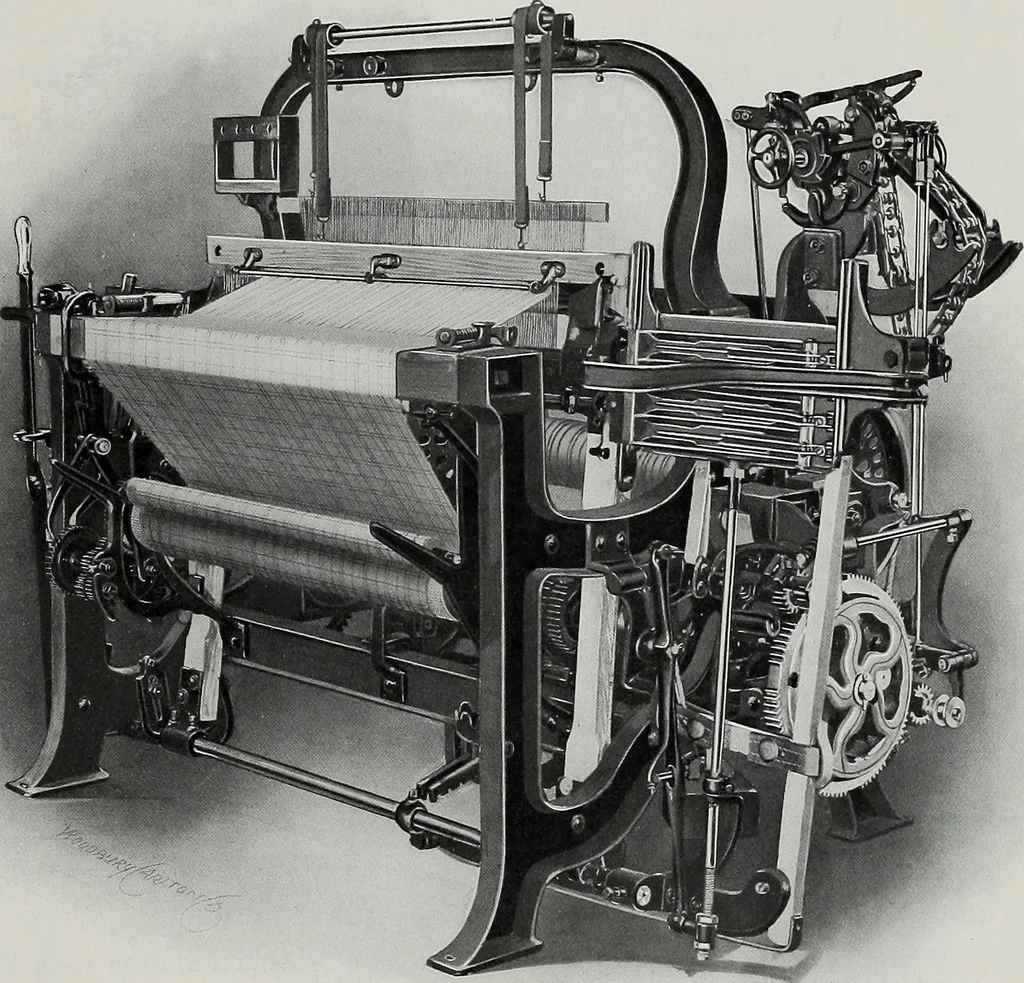 An illustration from Weaving machinery for cotton, silk, woolen, worsted and special fabrics, 1918, leaf 42