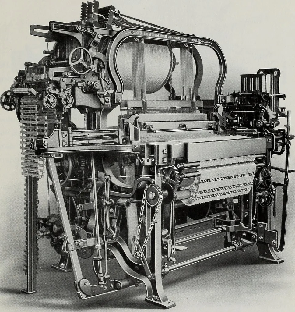 An illustration from Weaving machinery for cotton, silk, woolen, worsted and special fabrics, 1918, leaf 46