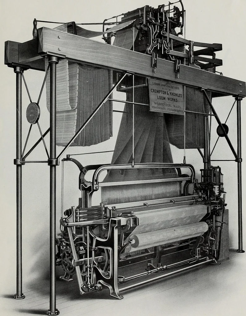 An illustration from Weaving machinery for cotton, silk, woolen, worsted and special fabrics, 1918, leaf 52