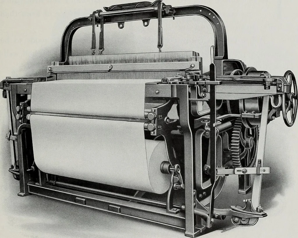 An illustration from Weaving machinery for cotton, silk, woolen, worsted and special fabrics, 1918, leaf 56