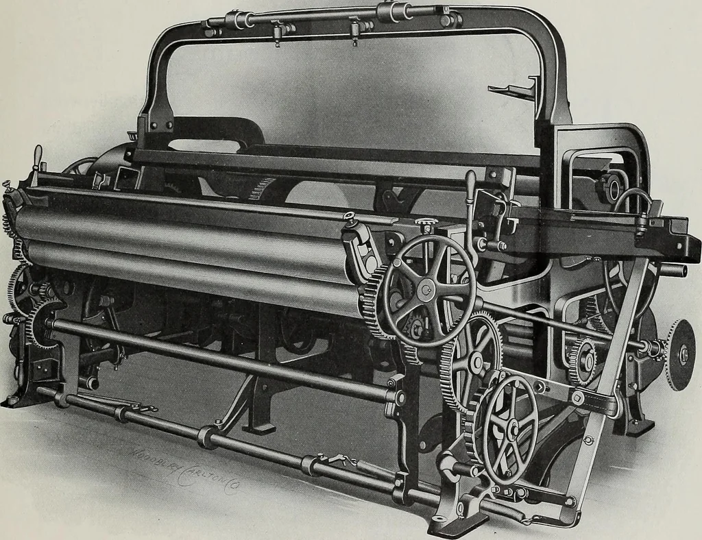 An illustration from Weaving machinery for cotton, silk, woolen, worsted and special fabrics, 1918, leaf 62