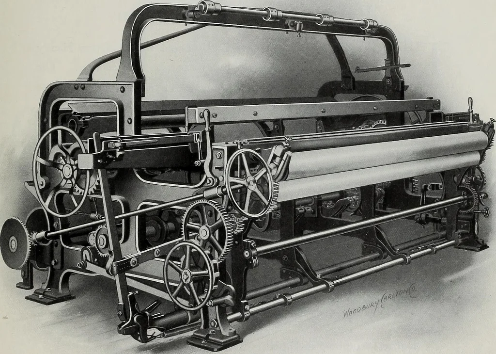 An illustration from Weaving machinery for cotton, silk, woolen, worsted and special fabrics, 1918, leaf 64