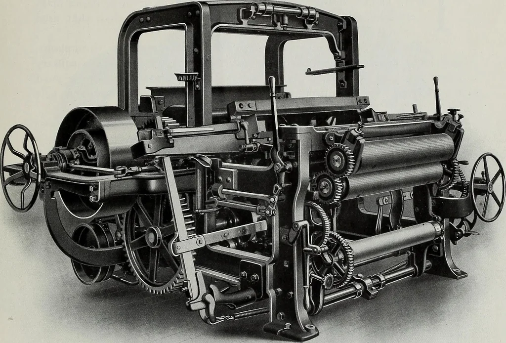 An illustration from Weaving machinery for cotton, silk, woolen, worsted and special fabrics, 1918, leaf 66