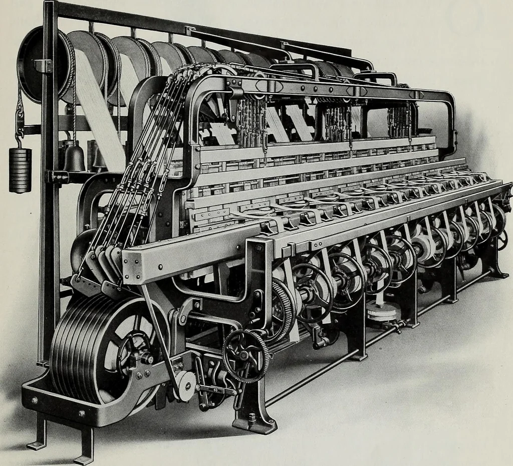 An illustration from Weaving machinery for cotton, silk, woolen, worsted and special fabrics, 1918, leaf 70