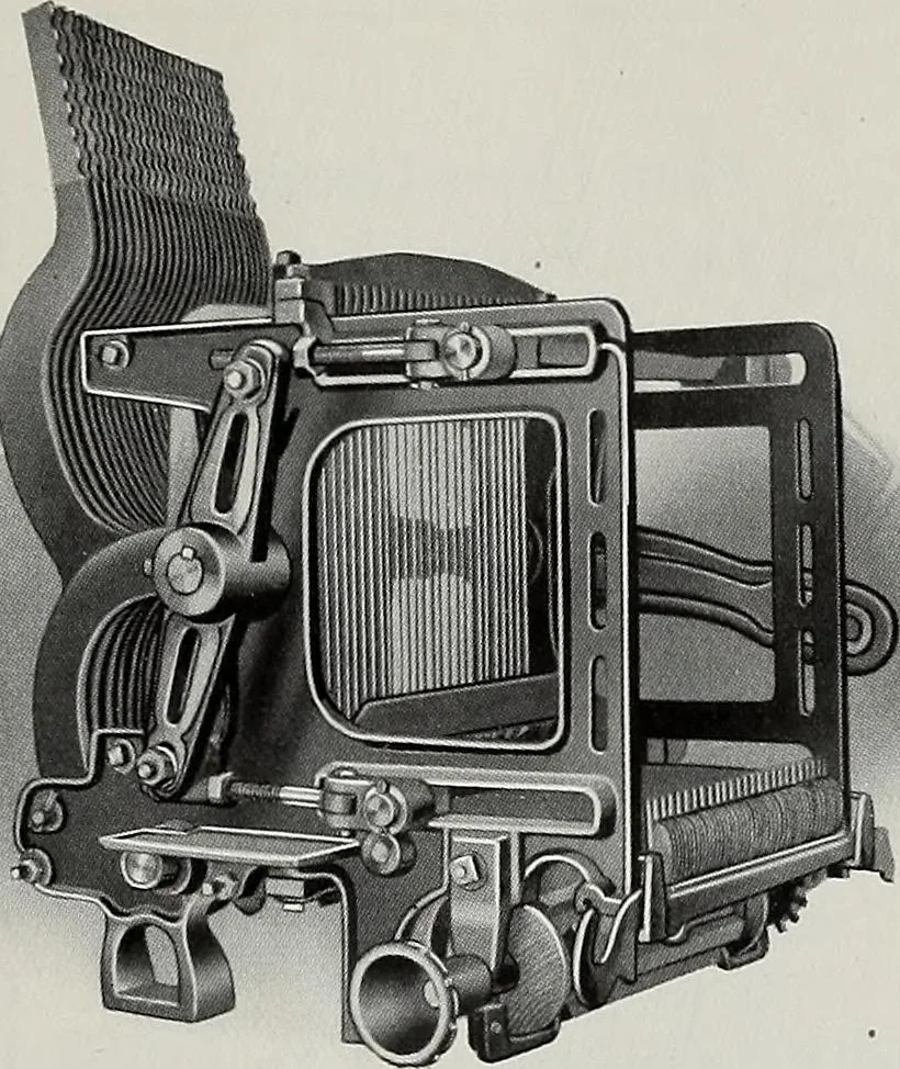 An illustration from Weaving machinery for cotton, silk, woolen, worsted and special fabrics, 1918, leaf 72
