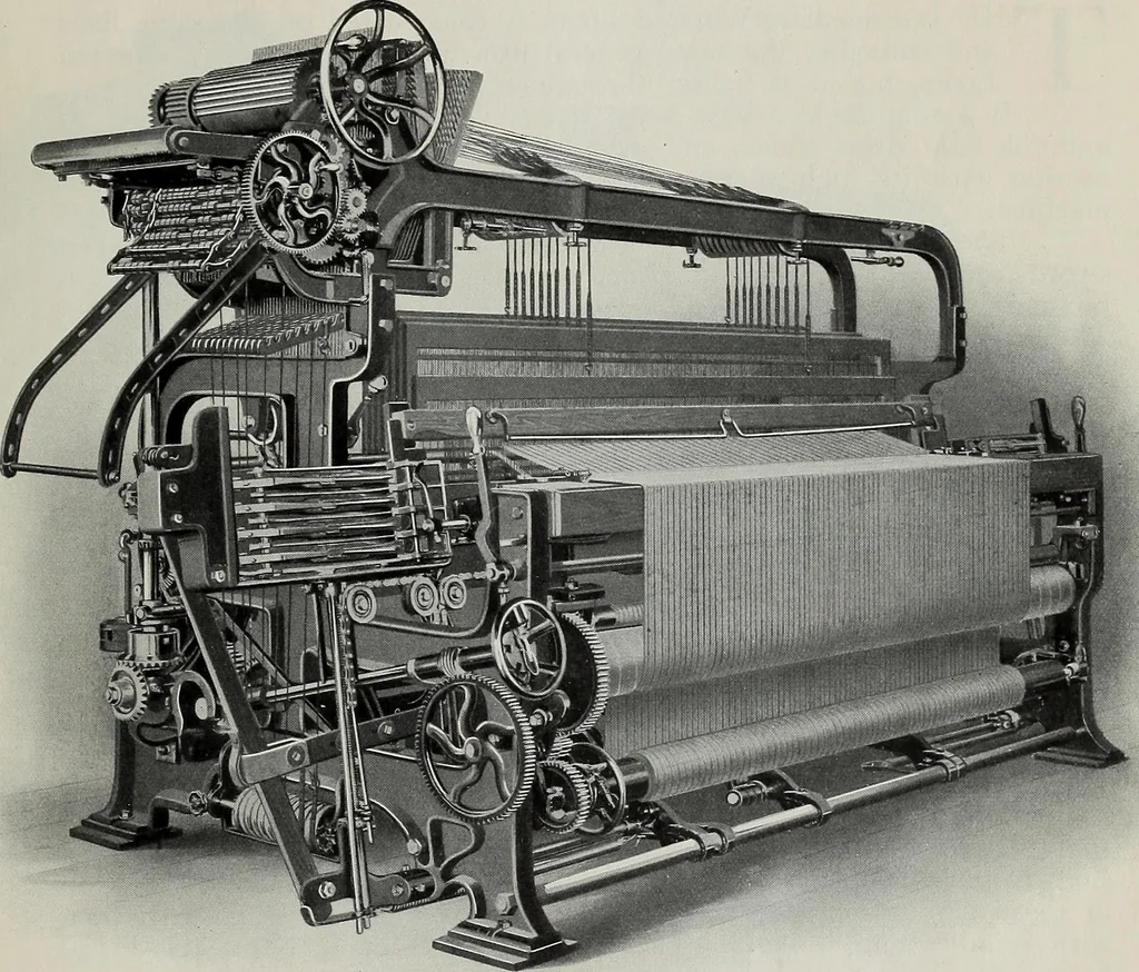 An illustration from Weaving machinery for cotton, silk, woolen, worsted and special fabrics, 1918, leaf 8